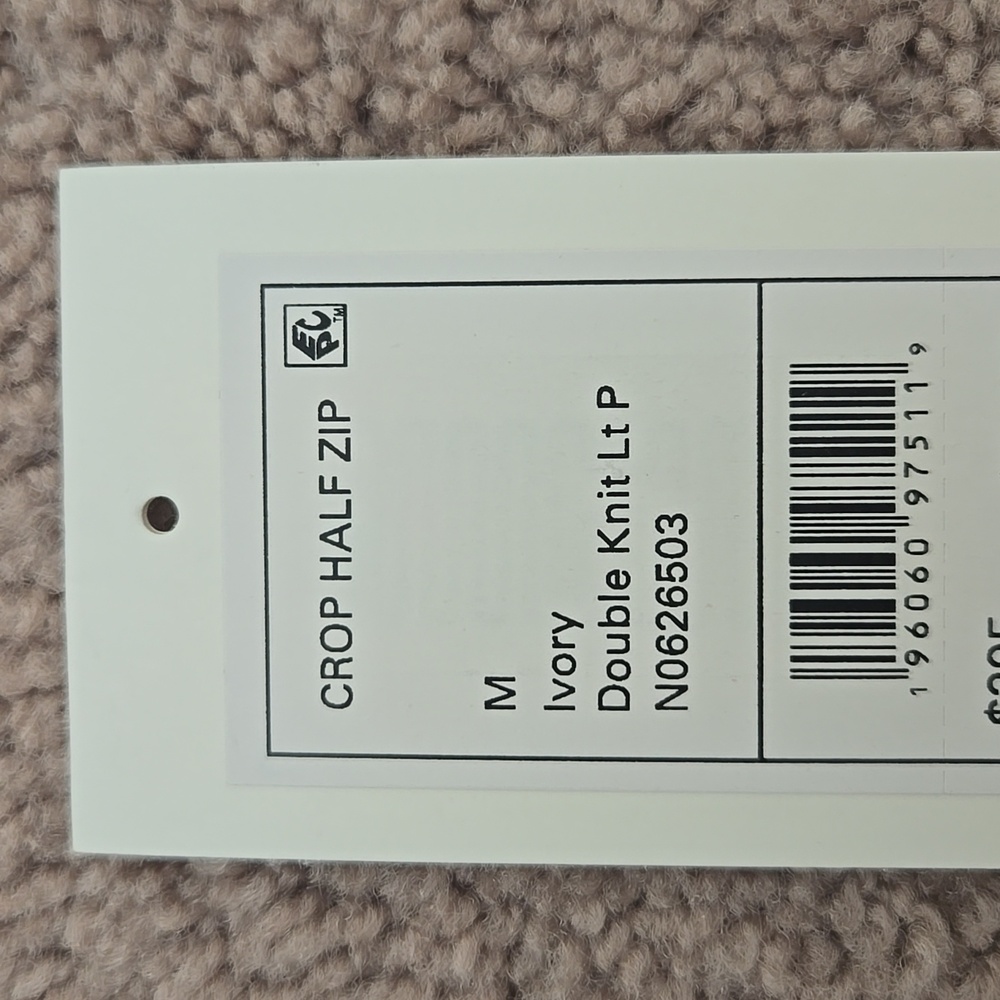 Good Condition Theory Crop Half Zip Sweatshirt In Ivory, Size Medium - Picture 6 of 10